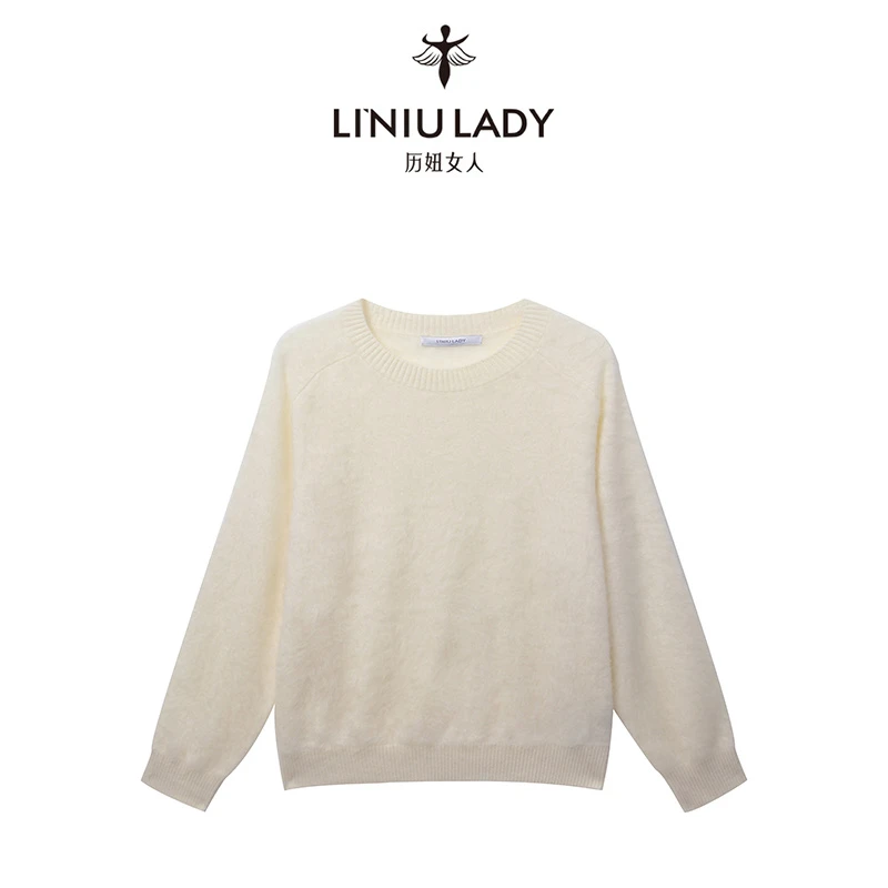 LI`NIULADY/历妞女人【落日】基础款式轻奢圆领套头衫羊绒衫
