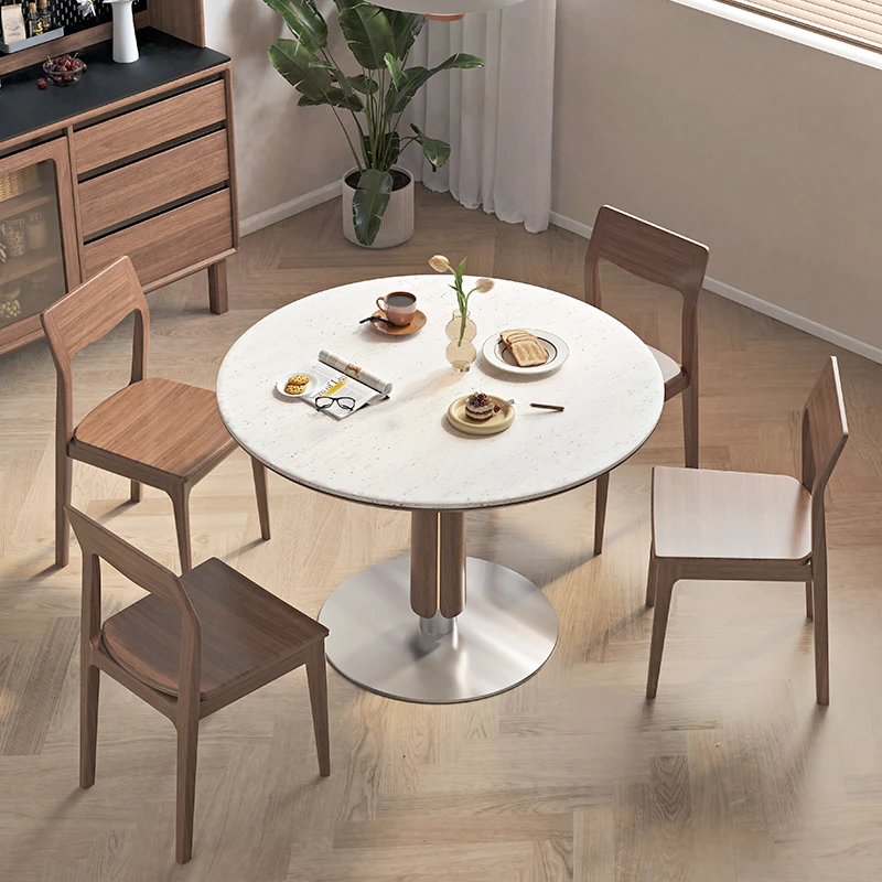 致典北美黑胡桃木晴野圆桌家用简约风多功能圆形小餐桌客厅吃饭桌