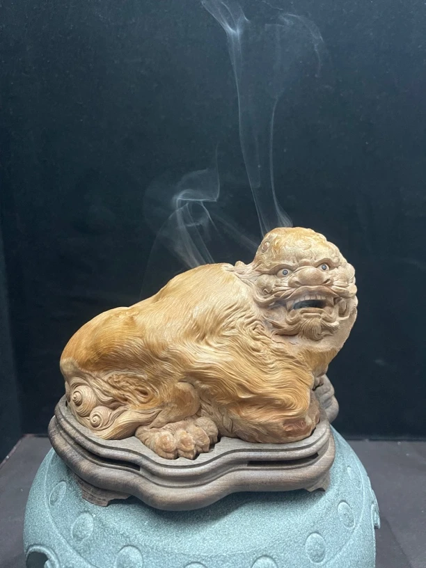 手工荔枝木香炉摆件