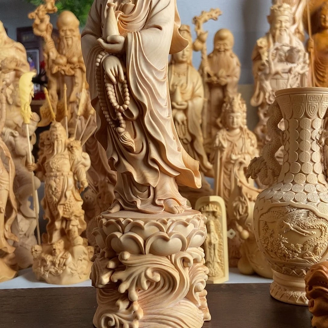 木松*小叶黄杨木雕观音26