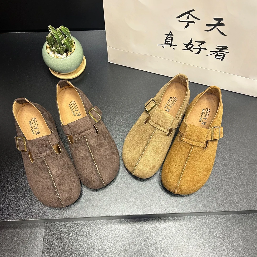 厚底内增高全包勃肯鞋一脚蹬女鞋2025新款秋季豆豆鞋博肯乐福单鞋