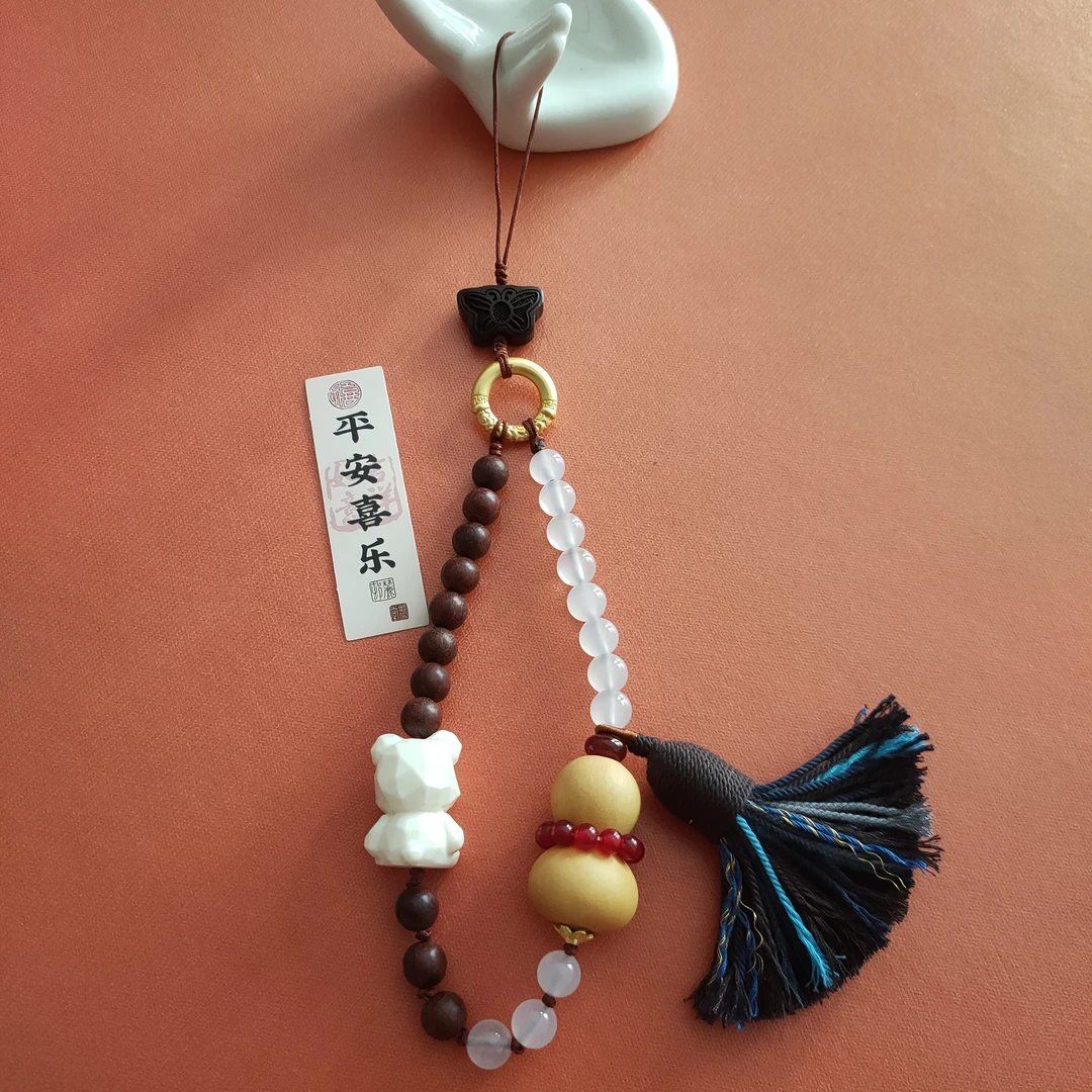 手工精编小葫芦小熊手机链