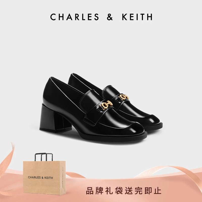 CHARLES & KEITH【琥珀流光】复古气质百搭粗跟乐福女CK1-60280401