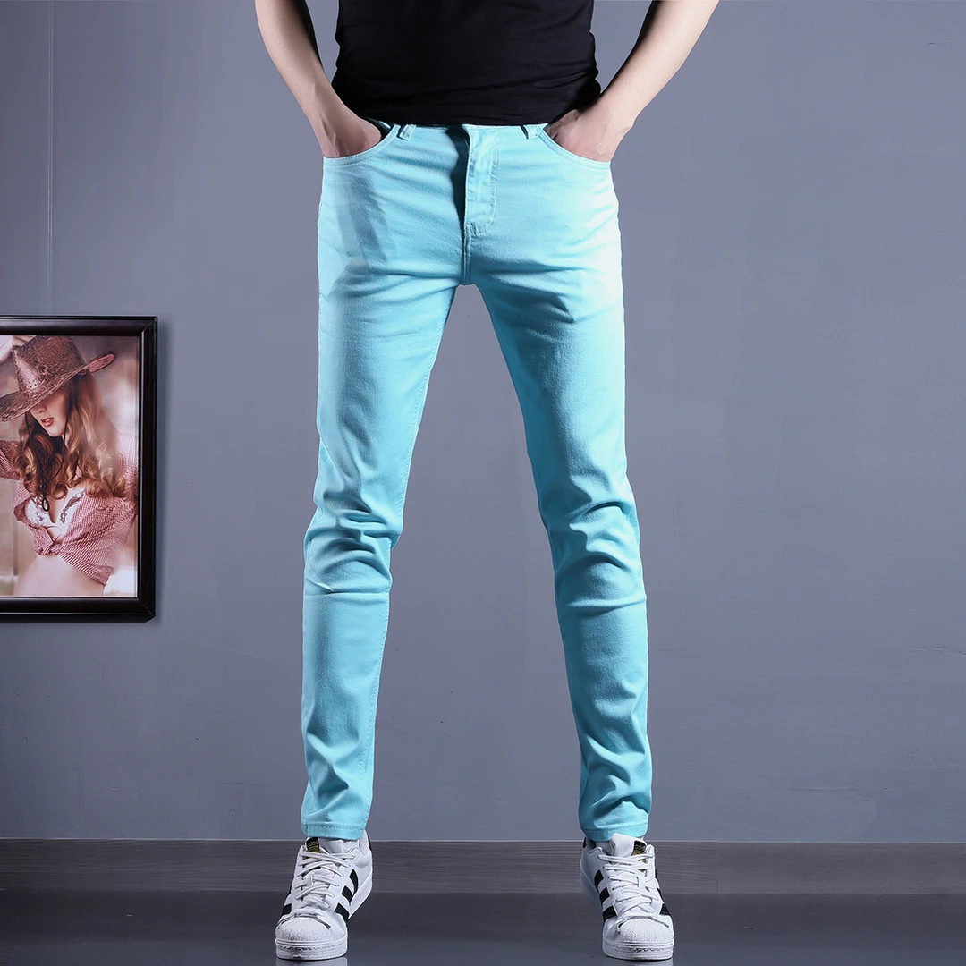 春夏季弹力男士牛仔裤时尚百搭韩版修身小脚裤潮流休闲薄款长裤子