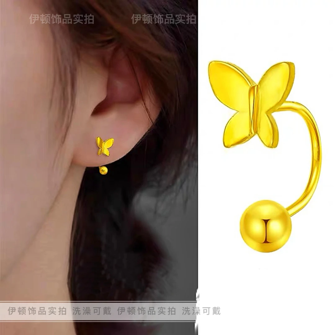 钛钢耳饰 不掉色小众设计气质百搭U型蝴蝶珠珠耳钉耳饰多种戴法