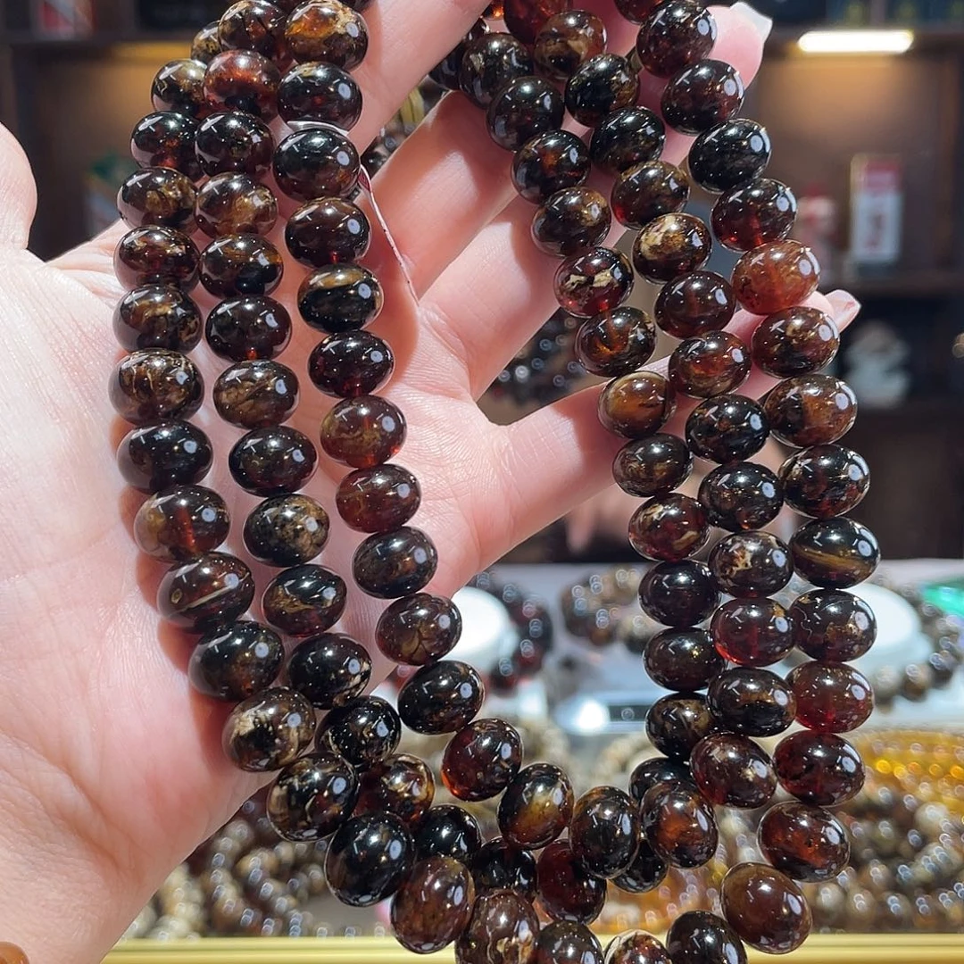 琥珀颈饰未镶嵌11m花