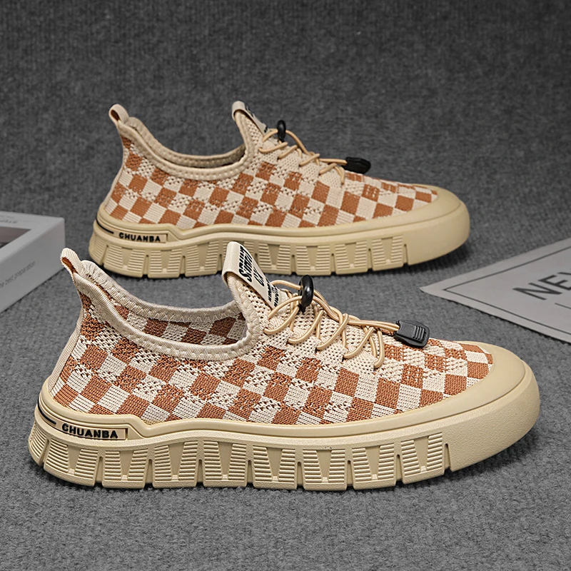 男鞋夏季透气薄款飞织网面运动休闲鞋软底防臭板鞋轻便工作网鞋