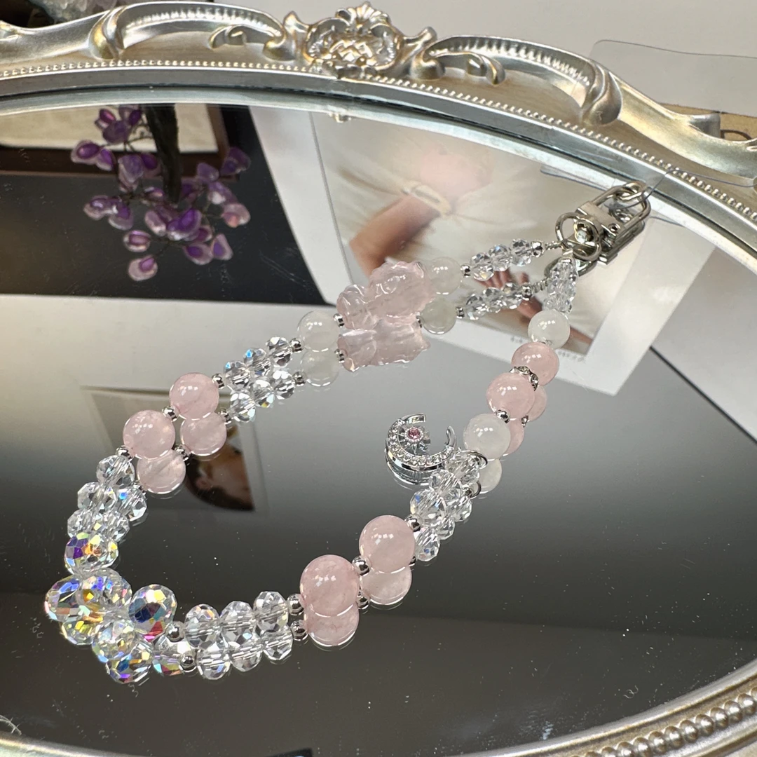 妈祖娘娘粉水晶挂件1047 颜色微差 多样性发一