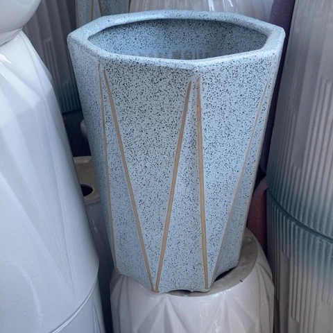 低腰大理石八方中号口24*33