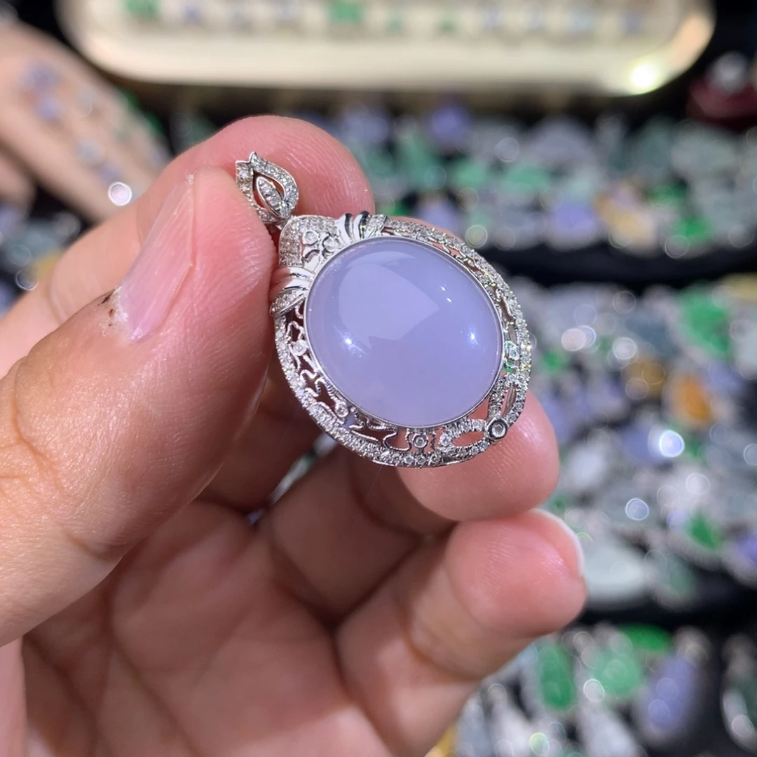 翡翠18K金镶嵌吊坠(不含链)