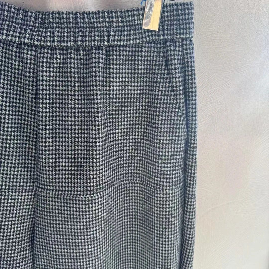 1236秋季新款时尚雅丹潮款经典格子高腰大码显瘦女哈伦裤