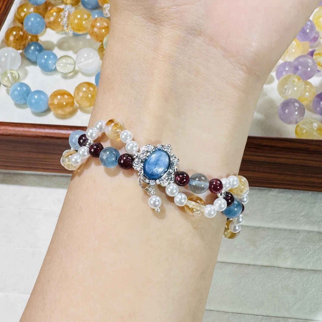 蓝晶石天然水晶手链（多样性发货）