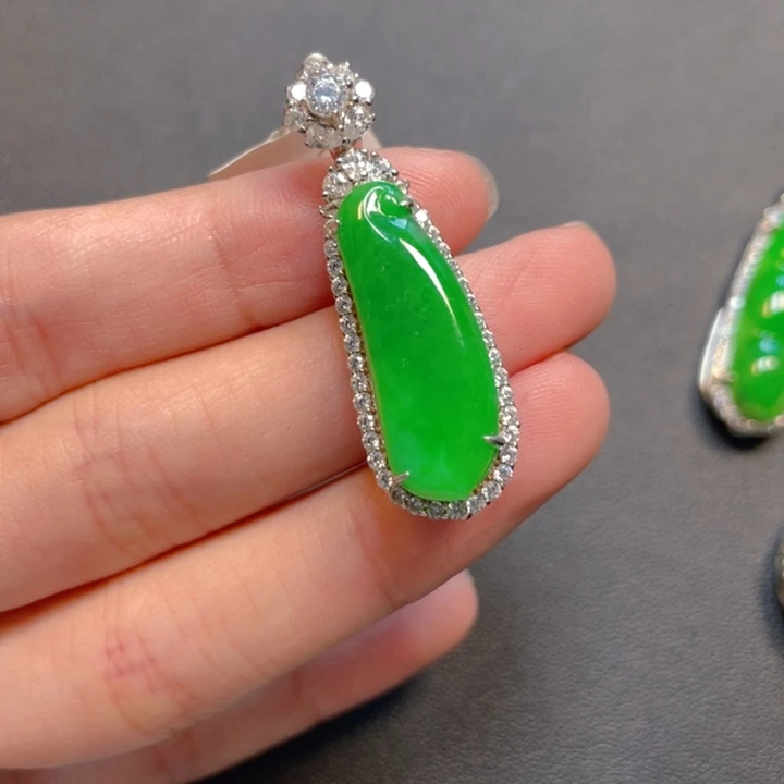 翡翠银S925镶嵌吊坠(不含链)