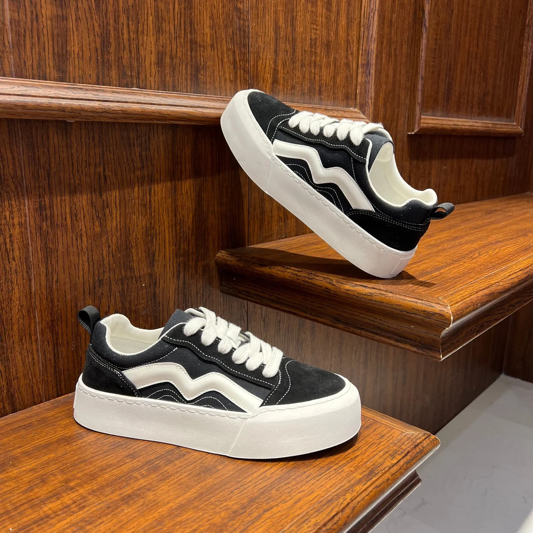 春季新款时尚百搭潮流舒适低帮透气增高潮流帆布鞋复古休闲板鞋