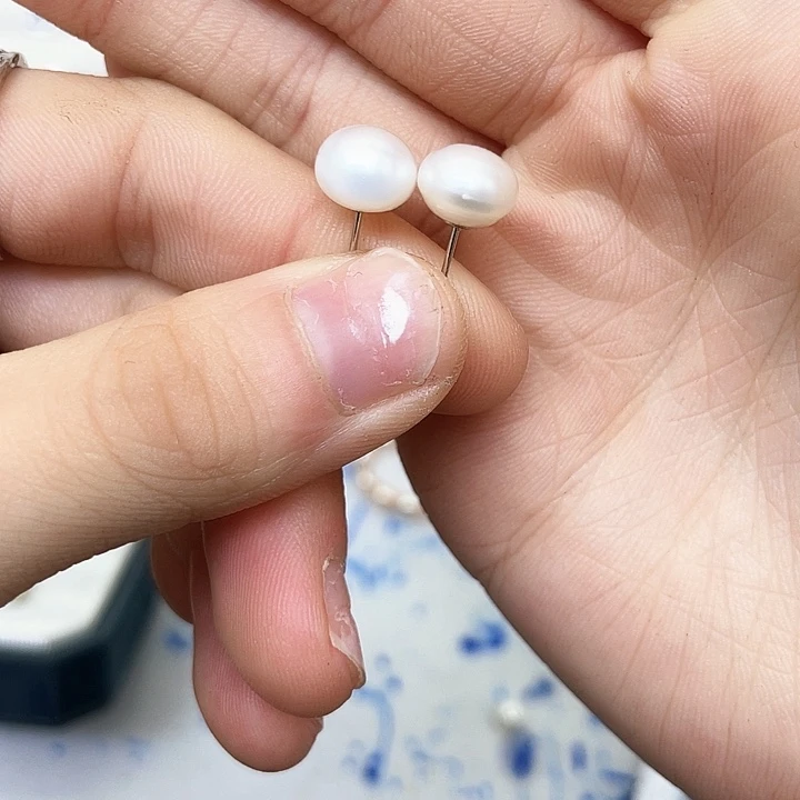 淡水珍珠耳饰银S925镶嵌玲*