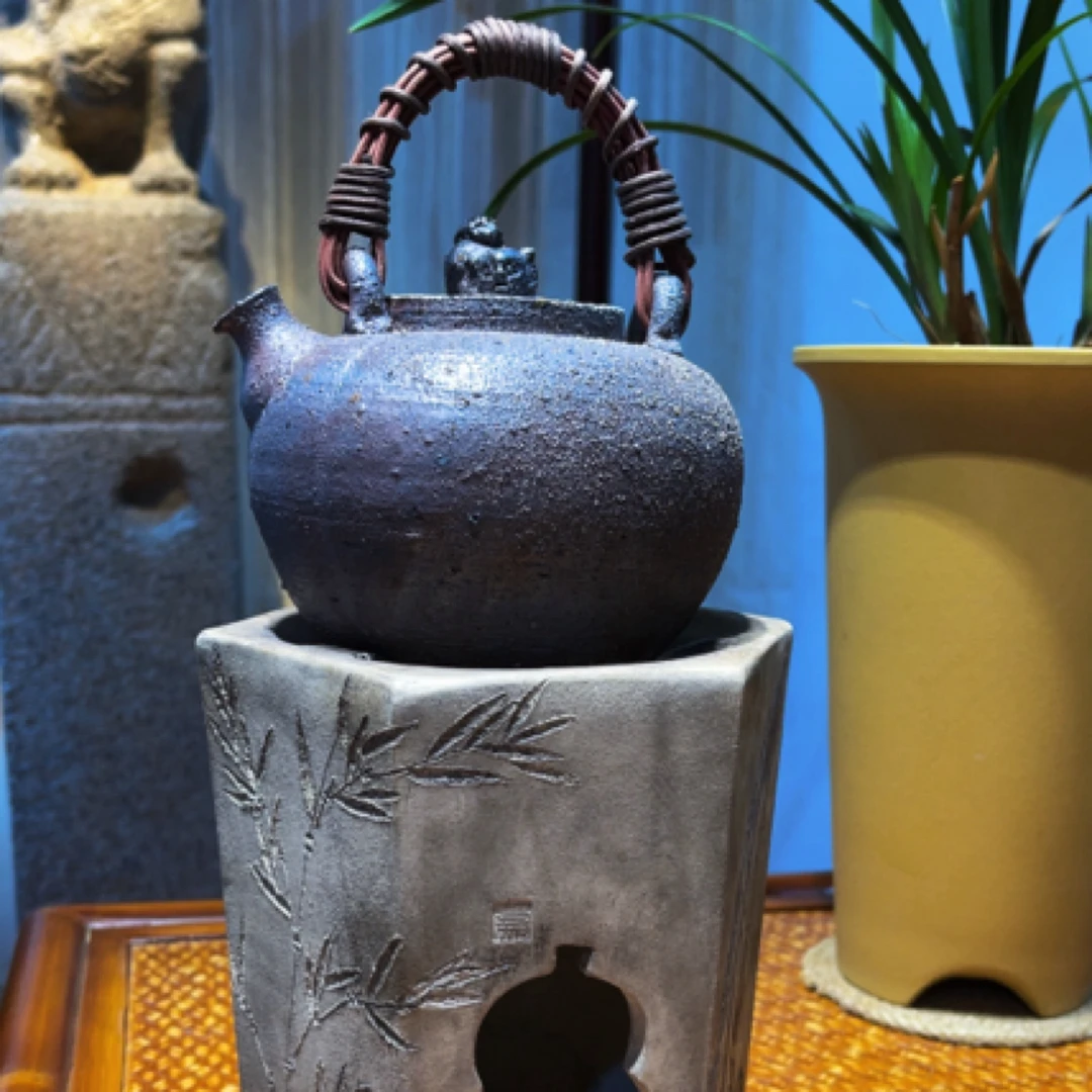 全手工炭炉提梁壶龙窑柴烧水壶