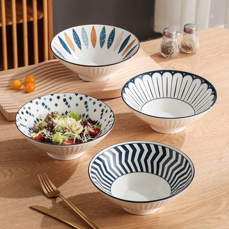 【4只装】7英寸斗笠碗花色随机发陶瓷餐具