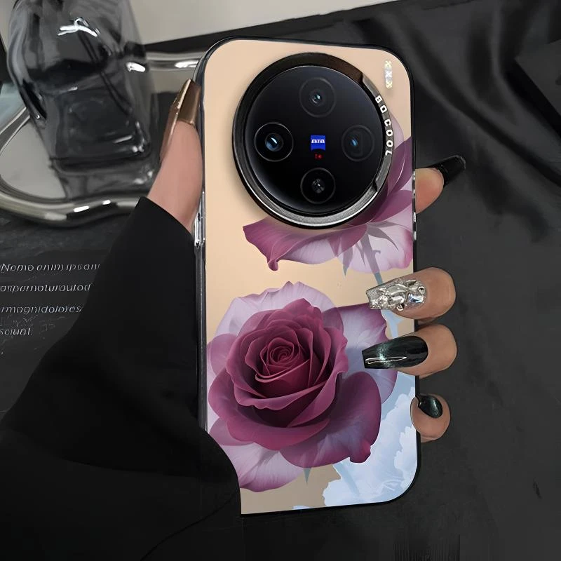 水彩紫色玫瑰适用vivoX200s手机壳vivoX200pro女创意个性新款X100