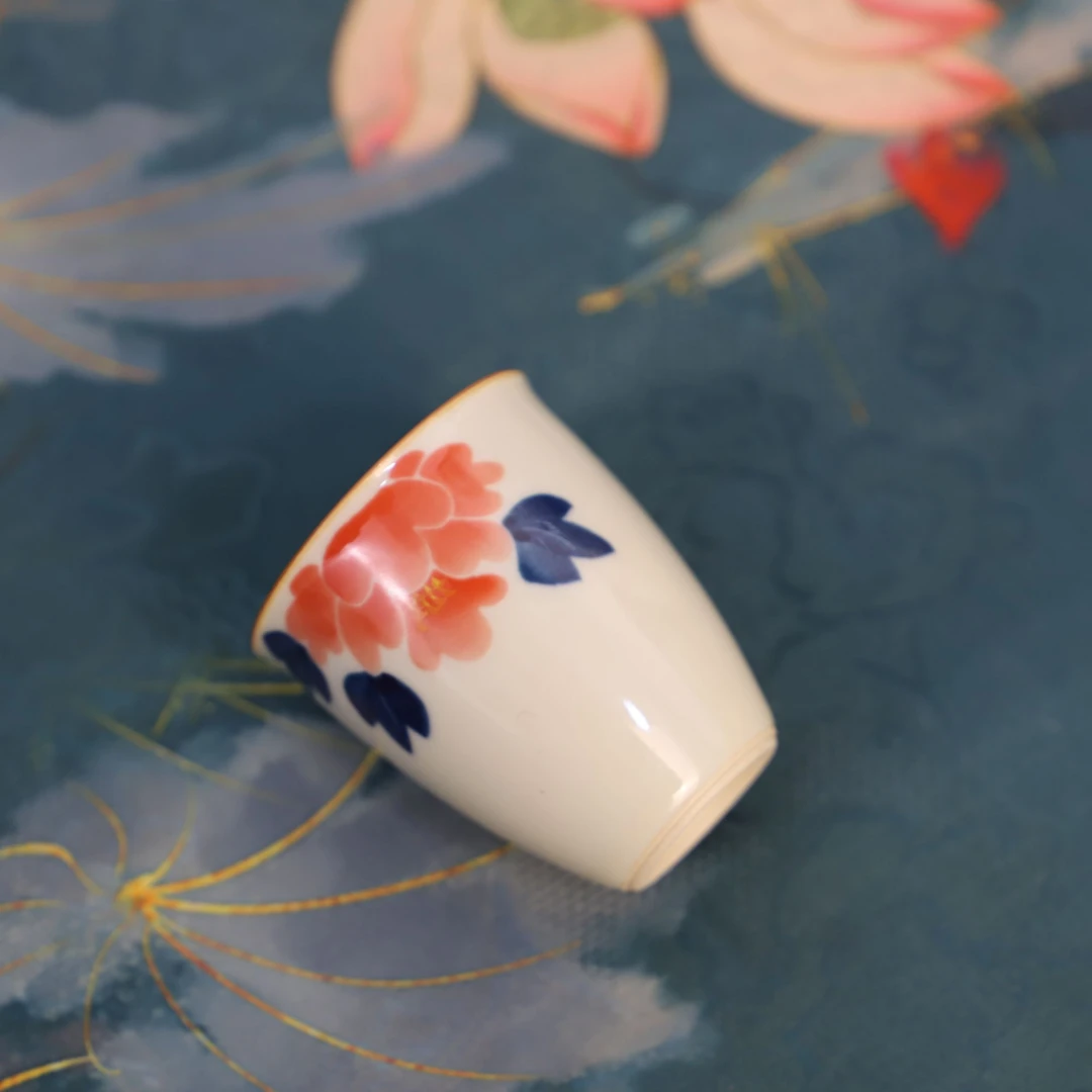 牡丹花草木灰客杯