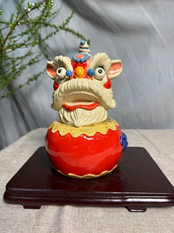 【醒狮头】石湾陶瓷制品，家居摆设礼品装饰手工创意摆件宽15高22