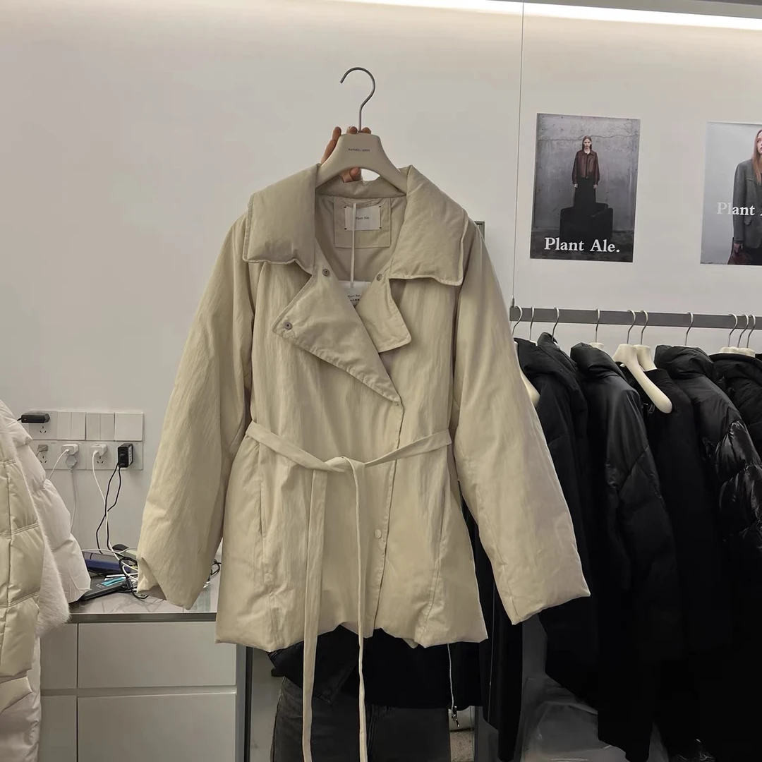 2024新中式翻领设计感小众独特超好看棉服中长款女