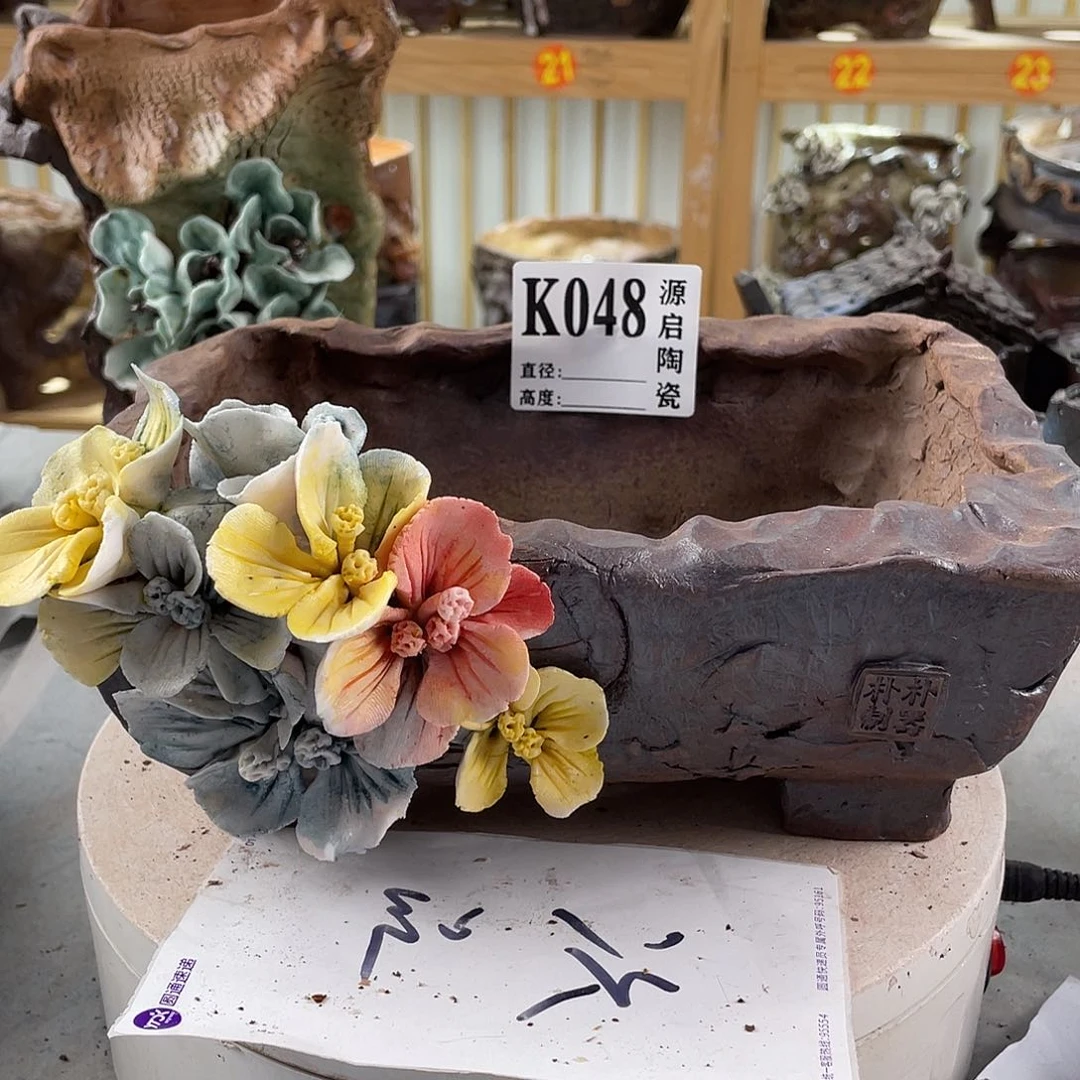 紫砂花盆景德镇陶瓷花盆048