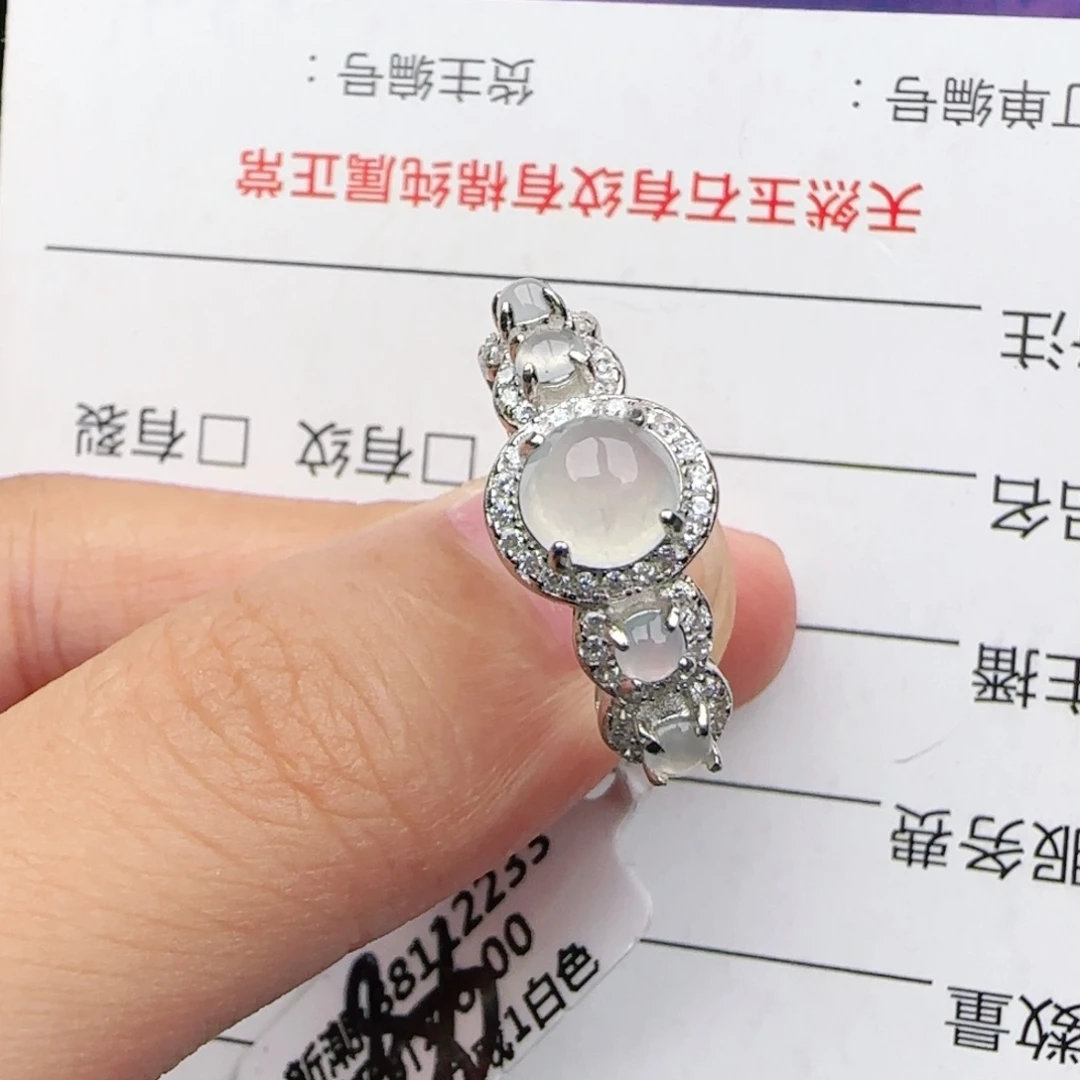 翡翠戒指银S925镶嵌戒指
