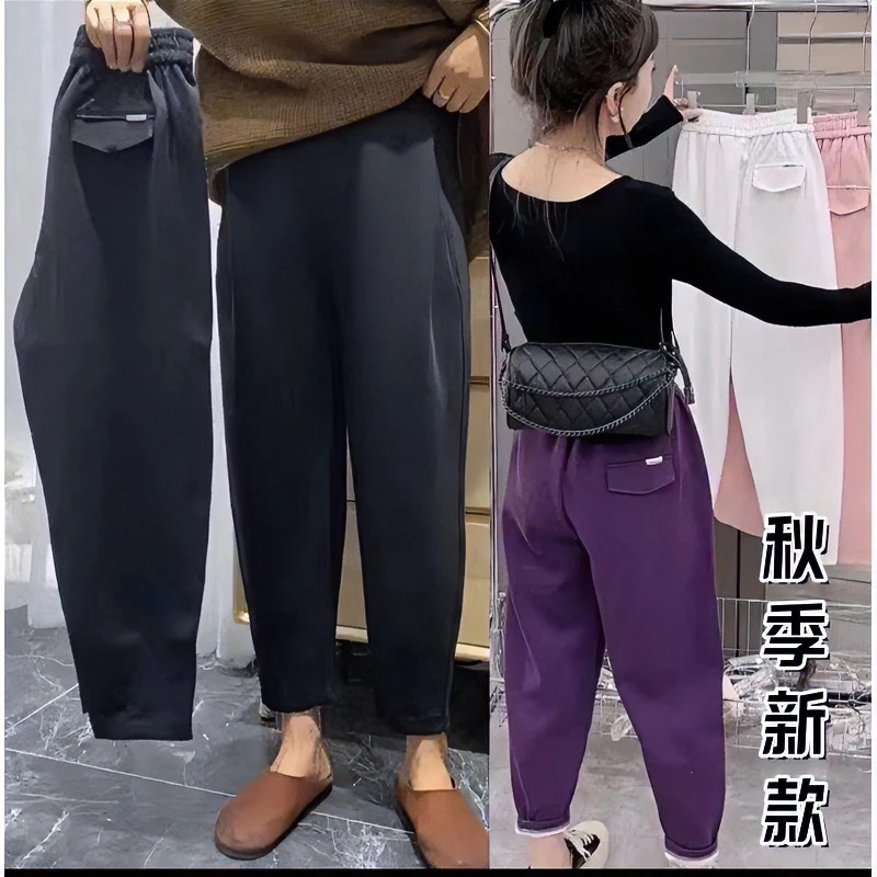 2025年秋季新款休闲卫裤女高腰宽松显瘦哈伦裤时尚九分裤百搭卫裤