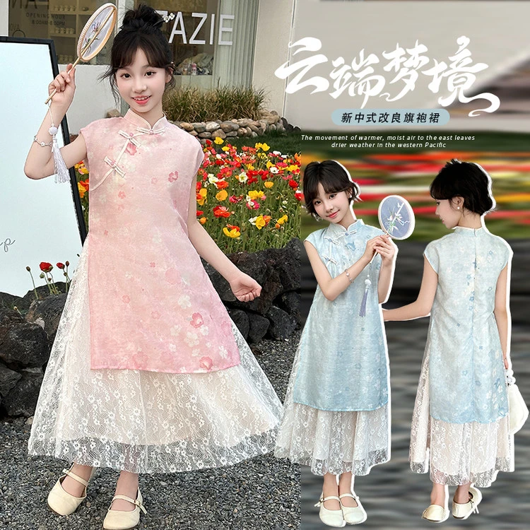 国风女孩公主裙夏款汉服2025新款夏装儿童旗袍夏季裙子女童连衣裙