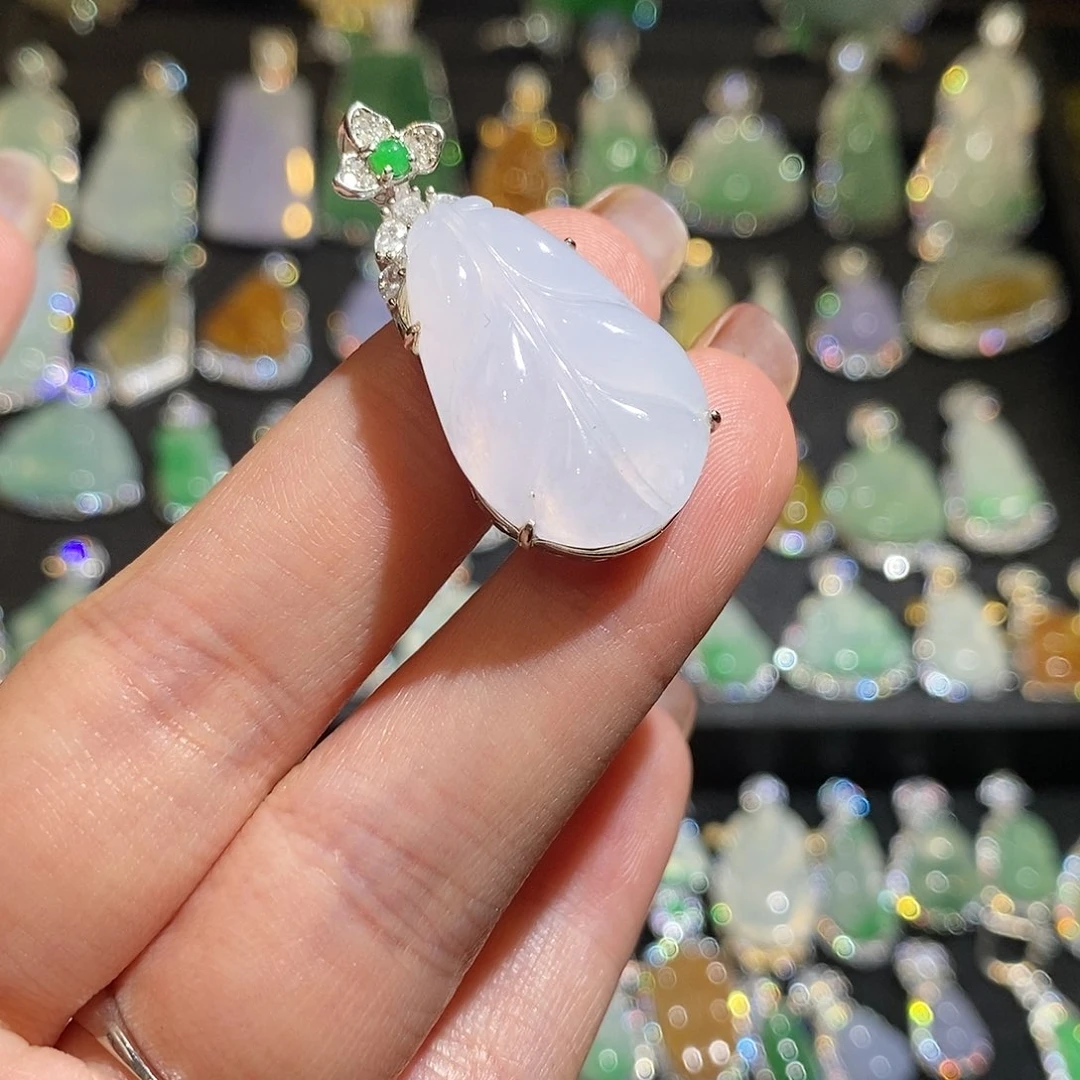 颈饰银S925镶嵌翡翠天然翡翠