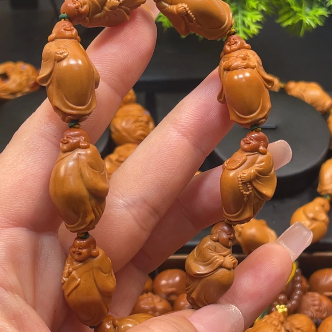 橄榄核手串/手链微花处理自在弥勒手工
