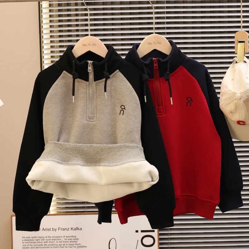 儿童装男童冬装加绒卫衣2025新款加厚中大童上衣冬季男孩秋冬款潮