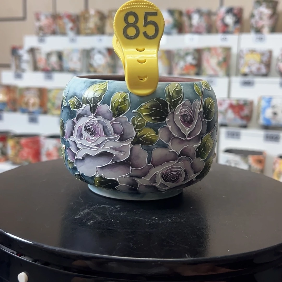 手绘陶瓷花盆口9.5高9