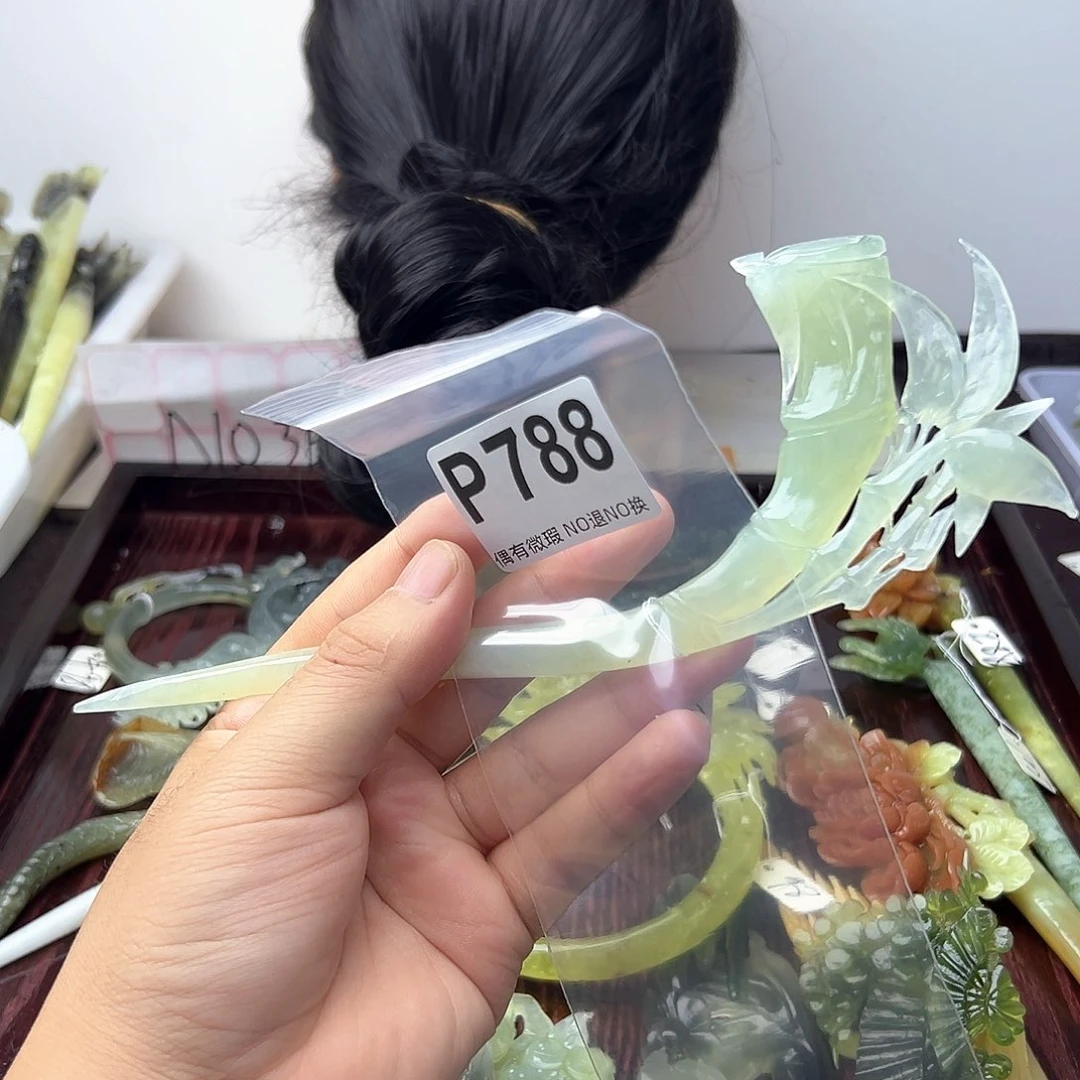 蛇纹石玉合金发饰美**空