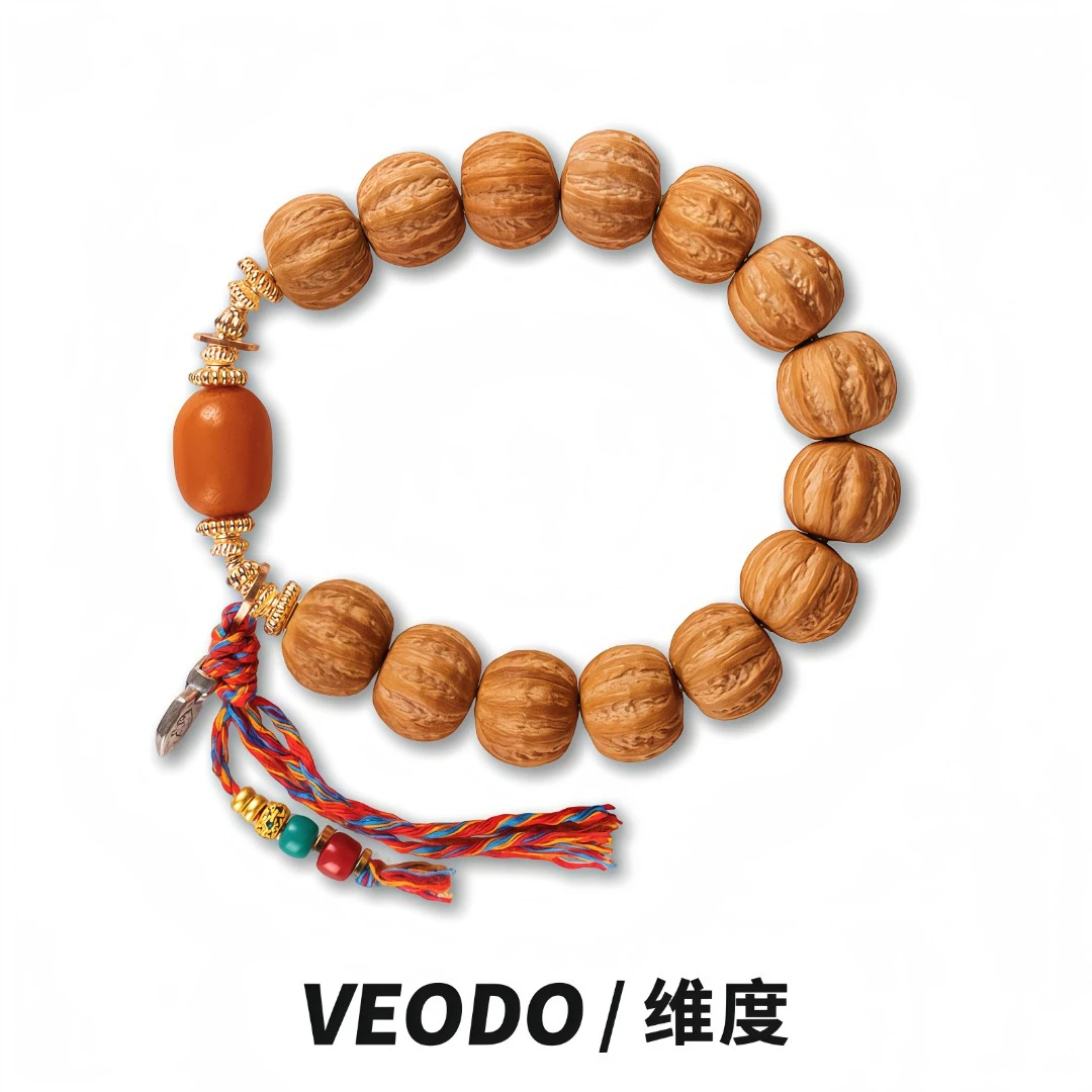 VEODO【京八棱橘皮蜜蜡手串】男士文玩猴头核桃毕业级全品无瑕盘玩