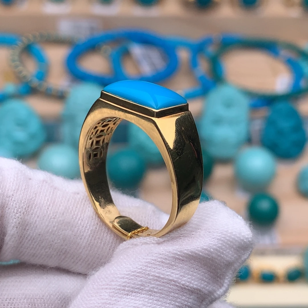 绿松石18K金镶嵌珠宝奇石