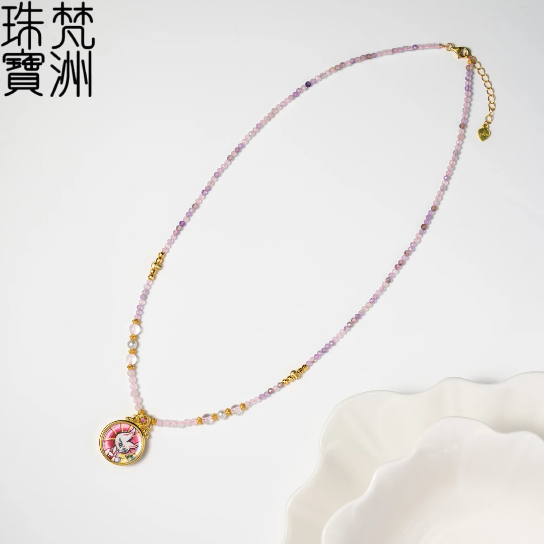 【梵洲】手工绘画 圆 狐狐 唐卡吊坠 FZD4584-H 多样性发一