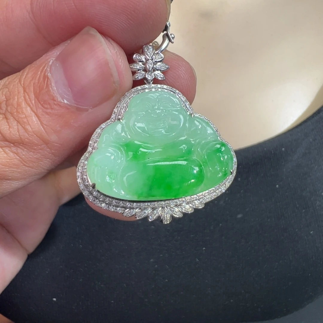 翡翠18K金镶嵌吊坠(不含链)
