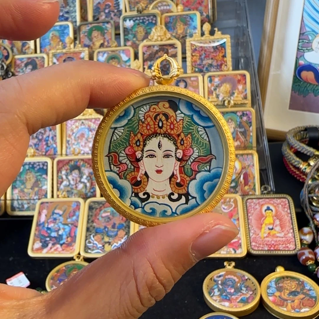 吊坠白度母➕观音热贡唐卡