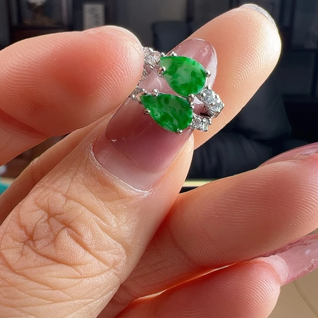 翡翠银S925镶嵌耳饰耳环26