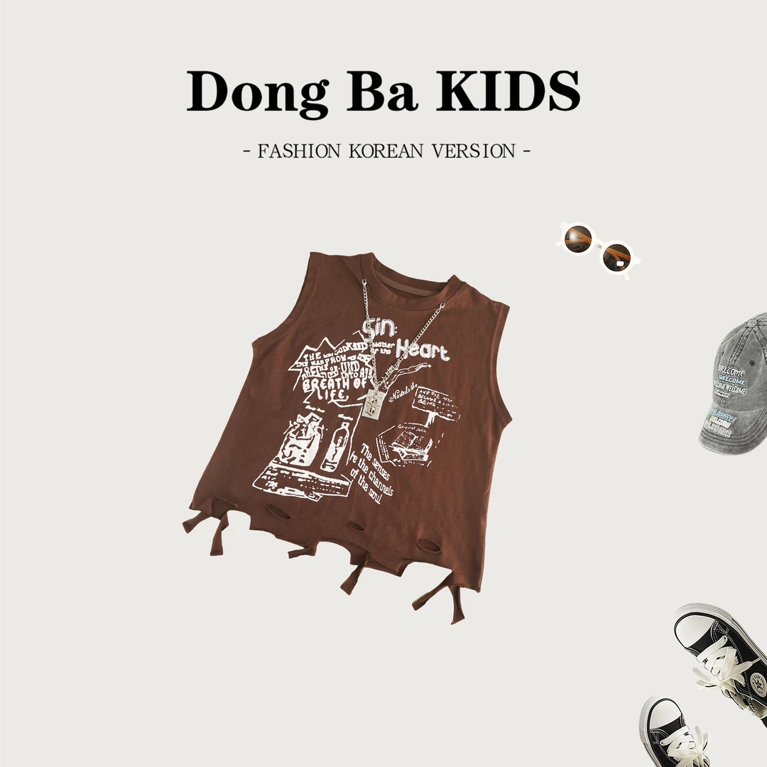 【500--550】夏款童洋气背带裤儿童套装2025新款宝宝韩版无袖款童装