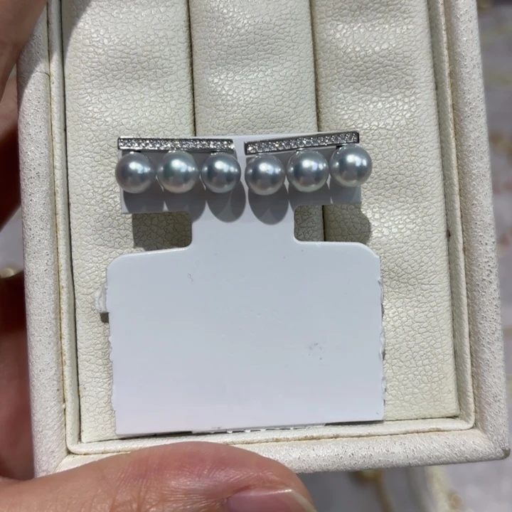 海水珍珠耳饰银S925镶嵌