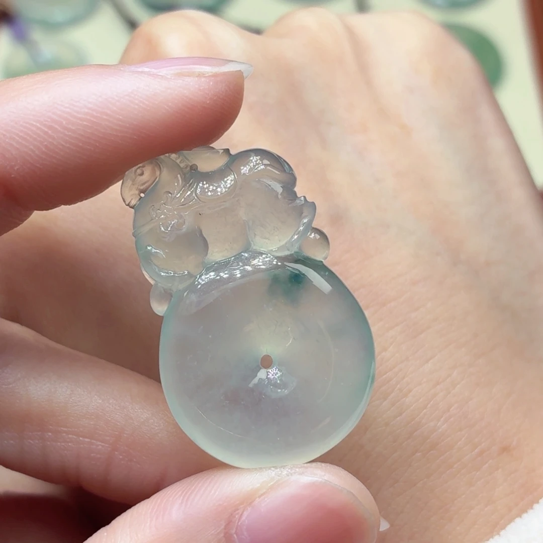 翡翠未镶嵌颈饰仿古扣33.6mm-21.4mm-6.7mm