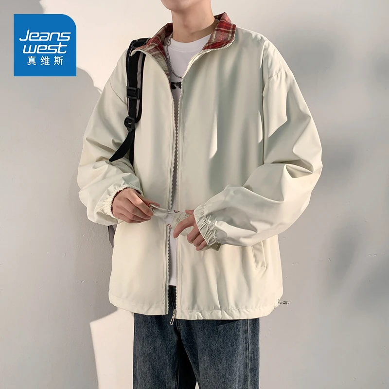 真维斯春秋季男女外套2025新款翻领青少年上衣韩版潮流格子夹克