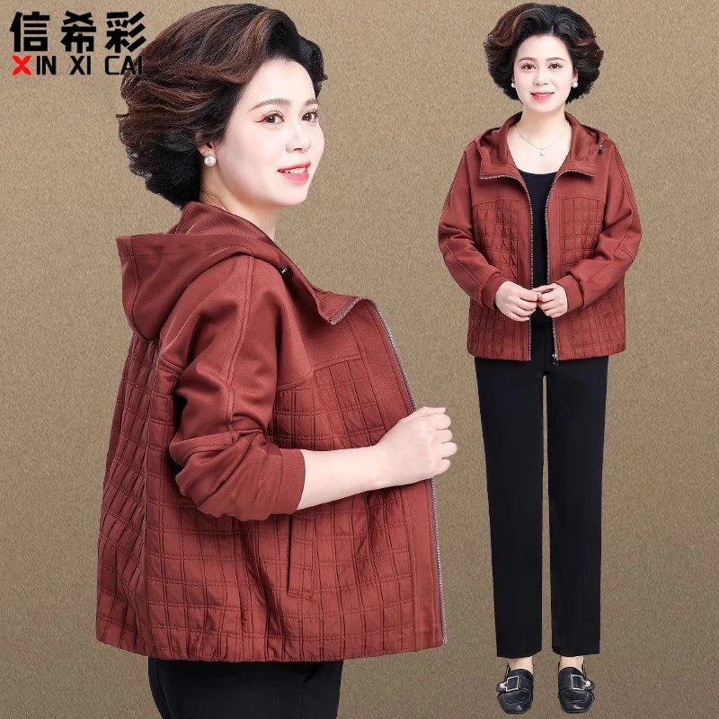 中年妈妈秋装轻薄夹棉外套短款2025新款秋冬季上衣中老年女装二棉