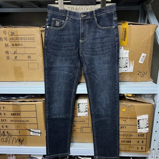 8887撤柜H剪标春秋冬百搭休闲裤男士自由弹水洗牛仔裤蓝色