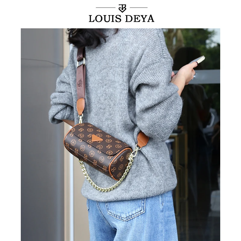 宽肩带秋冬季枕头包链条小包包轻奢风百搭单肩斜挎包圆筒包