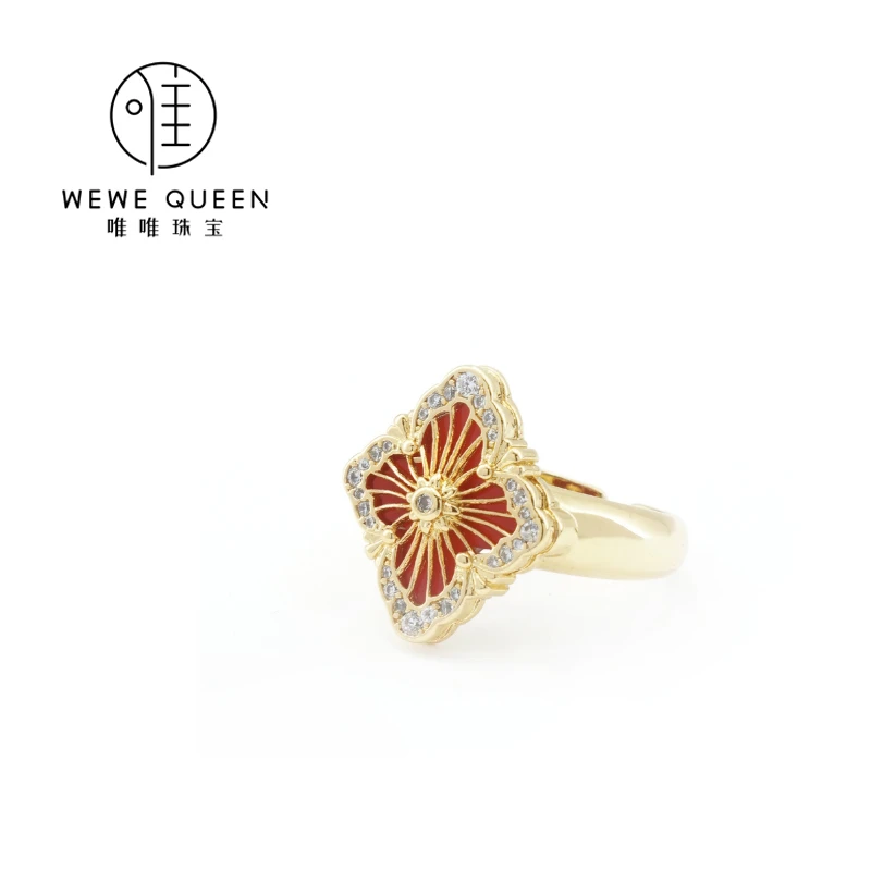铜合金珐琅戒指 WEWE/唯唯 轻奢气质百搭开口戒指 ww24j0026