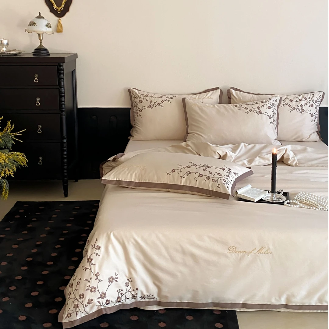 DALLAL 【灵芝雅韵】高级感A类全棉被套轻奢绣花款四件套床上用品