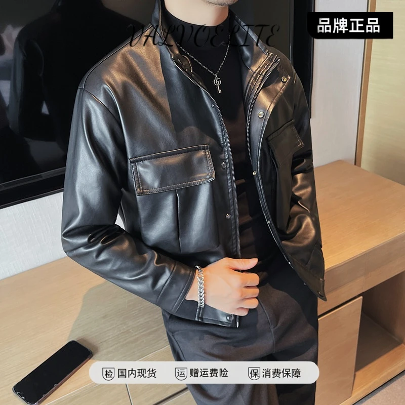 痞帅皮衣男2025新款春秋潮流立领帅气机车PU皮外套韩版修身皮夹克